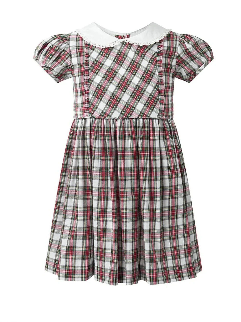 Rachel Riley Girls' Ivory Tartan Frill Front Dress size 10